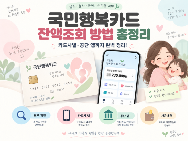 국민행복카드 잔액조회 방법 총정리 (앱·홈페이지·전화 다 알려드려요!)