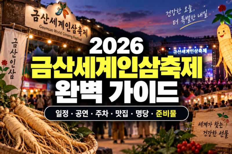 금산세계인삼축제 2026 총정리 (+일정표·초대가수·라인업·주차장·개막식)