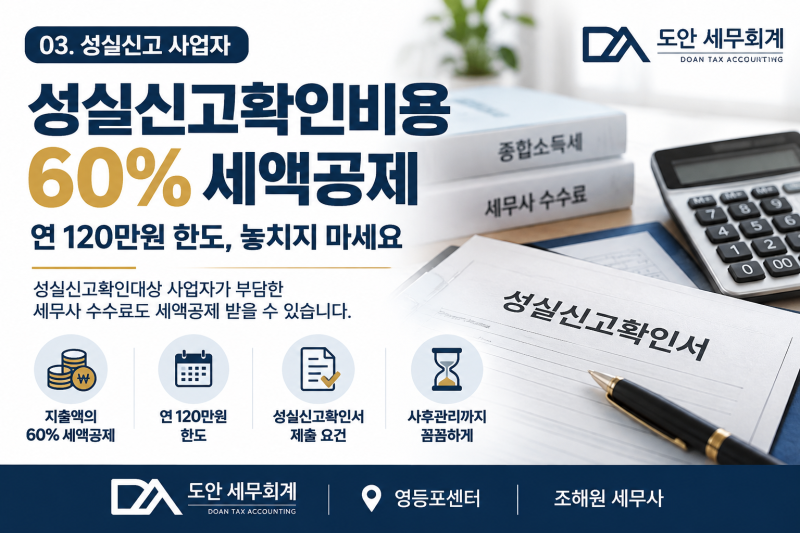 성실신고확인비용, 세무사 수수료의 60%를 세액공제 받을 수 있습니다