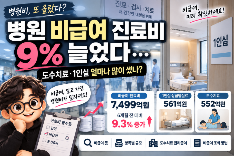 병원 비급여 진료비 9% 늘었다…도수치료·1인실 얼마나 많이 썼나