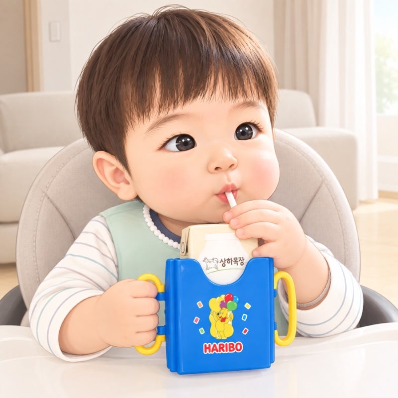 돌 이후 아기 우유 추천! (상하목장 유기농 우유 + 하리보 우유 홀더)