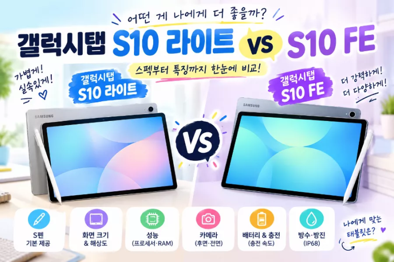갤럭시탭 S10 라이트 vs S10 FE 비교, 어떤 차이가 있을까?