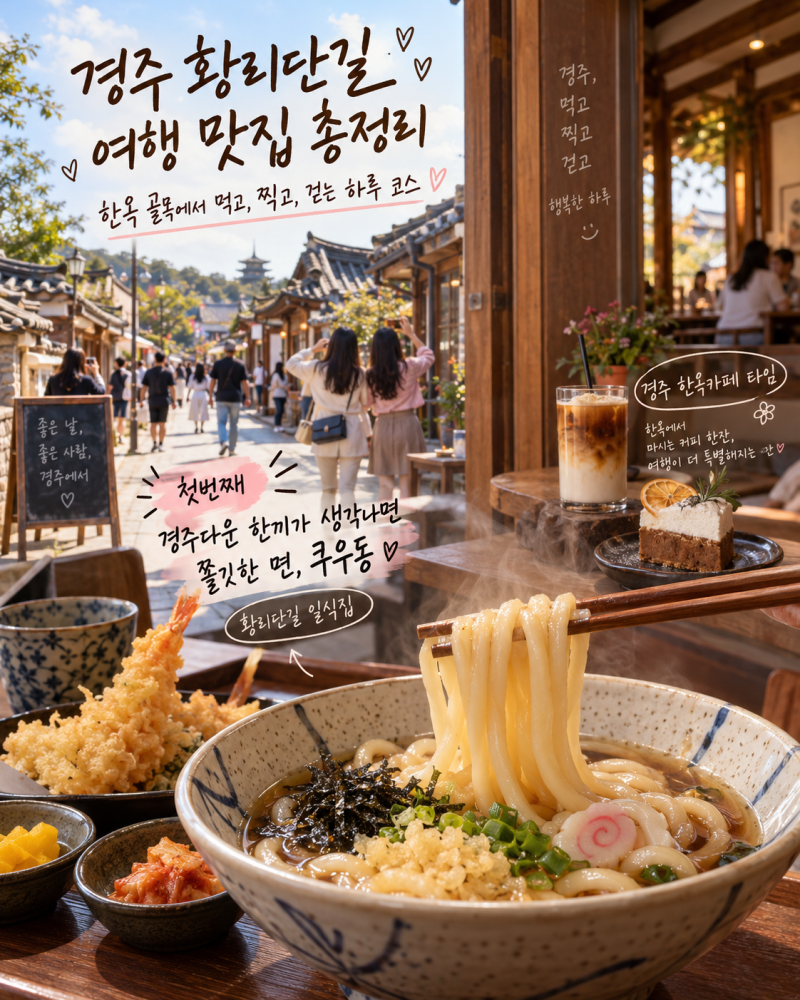 경주 황리단길 여행 맛집 총정리｜한옥 골목에서 먹고, 찍고, 걷는 하루 코스