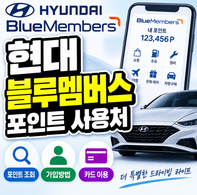 현대 블루멤버스 포인트 사용처, 포인트 조회부터 가입·카드 이용까지
