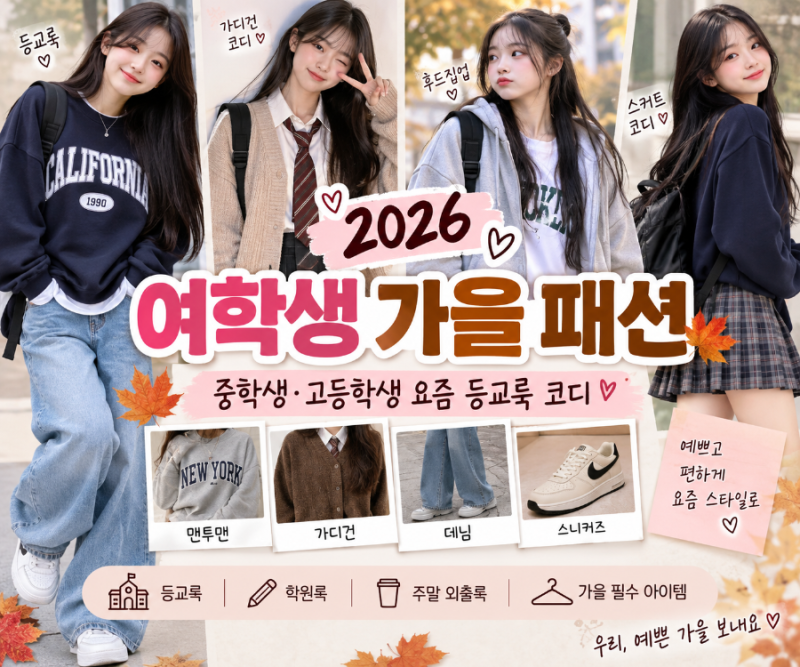 2026 여학생 가을 패션｜중학생·고등학생 요즘 등교룩 코디