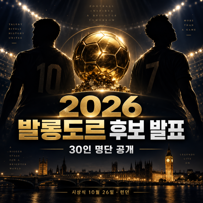 2026 발롱도르 후보 30인 공식 발표! 해리 케인 vs 메시 명단 및 시상식 일정 총정리