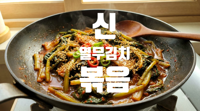 [순수 티타늄팬 요리] 둘이 먹다 하나 죽어도 모르는 '신 열무김치 볶음' 황금레시피