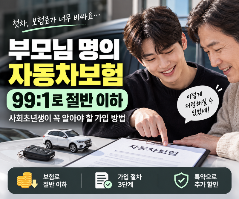 사회초년생 첫차 보험료 200만원에서 80만원으로 줄인 '부모님 명의 99:1' 비밀