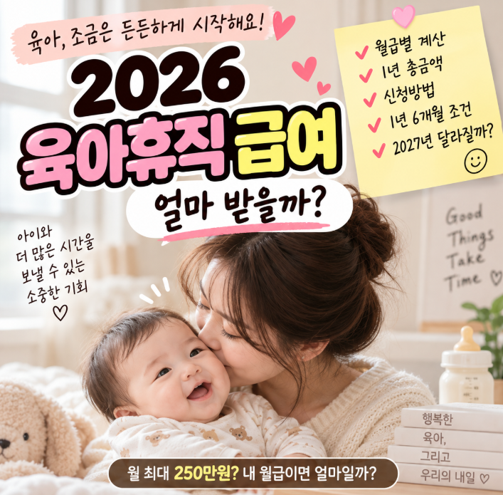 2026 육아휴직 급여 얼마 받을까? 월급별 계산 1년 총금액까지