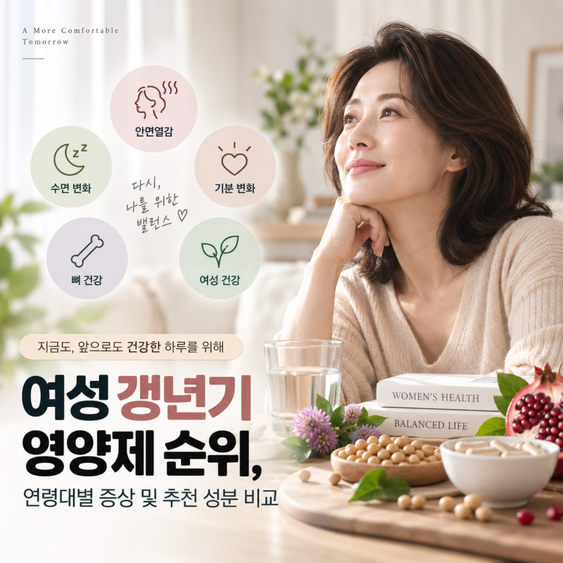 여성 갱년기 영양제 순위, 연령대별 증상 및 추천 성분 비교