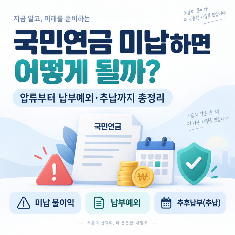 국민연금 미납하면 어떻게 될까? 압류부터 납부예외까지 총정리