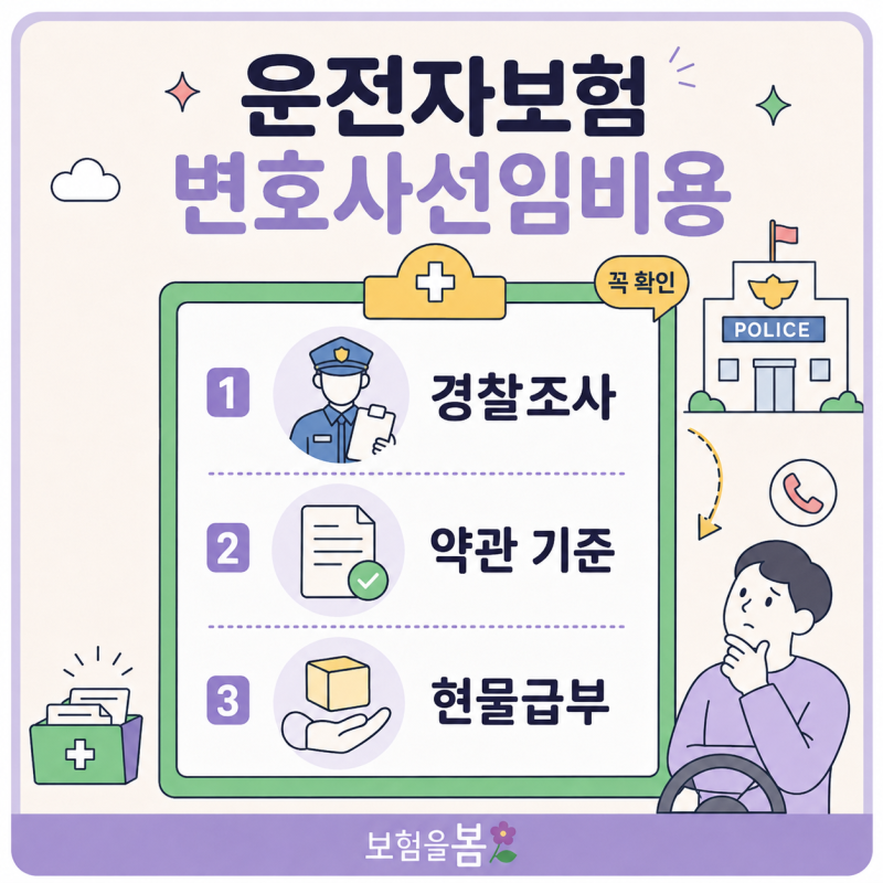 교통사고 후 경찰 연락을 받았다면? 운전자보험 변호사선임비용 현물급부 보장될까