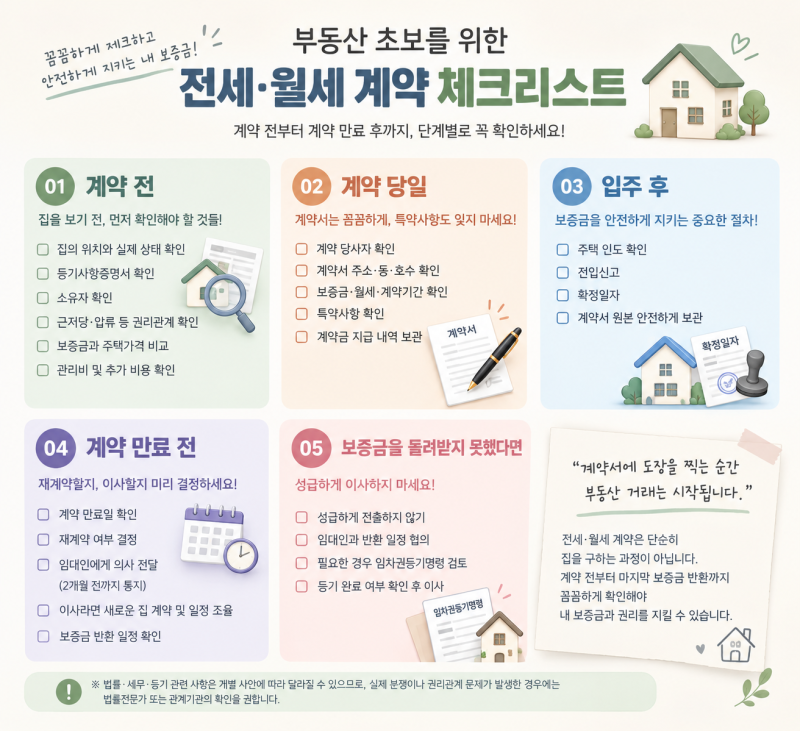 전세 월세 계약 순서 총정리! 부동산 초보가 꼭 알아야 할 주의사항