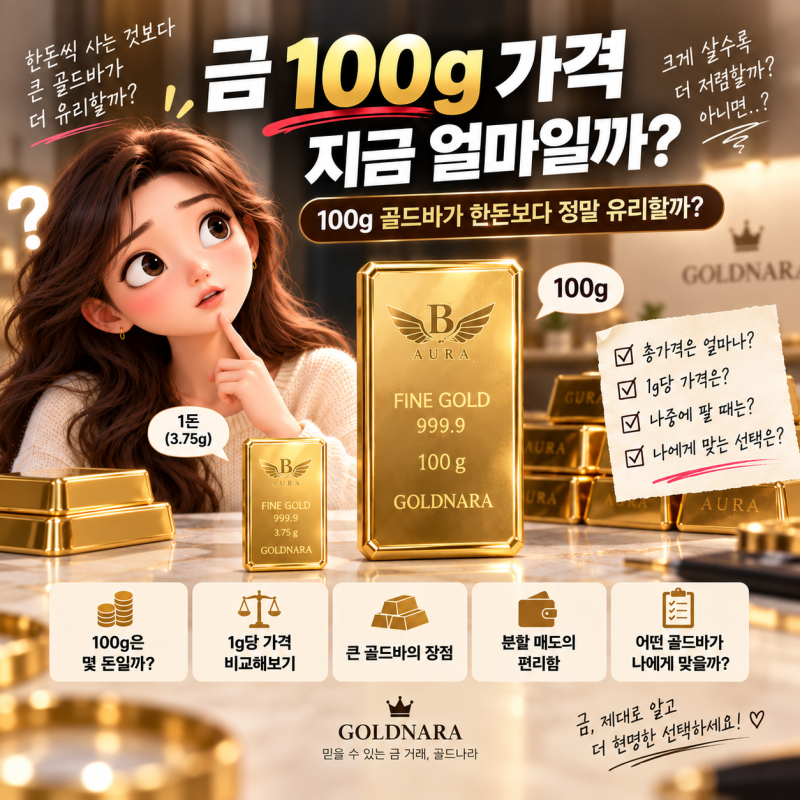 금 100g 가격 얼마일까? 100g 골드바가 한돈보다 정말 유리할까?