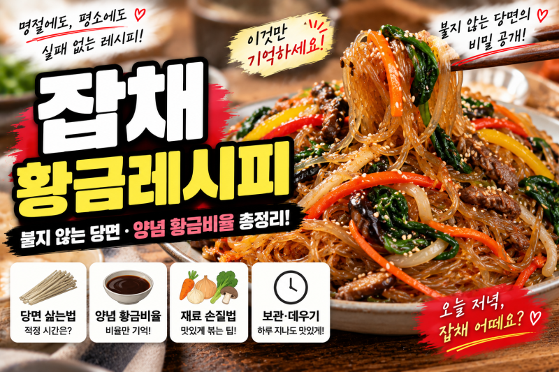 잡채 황금레시피 이것만 기억하세요! 불지 않는 당면·양념 황금비율 총정리