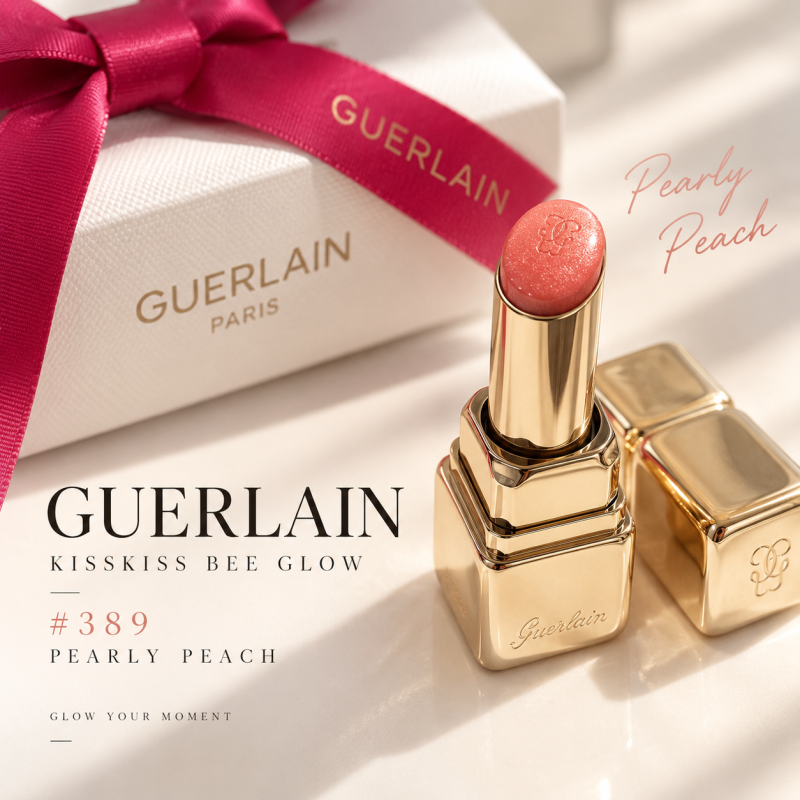겔랑 GUERLAIN 키스키스 비 글로우 389 펄리 피치 내돈내산｜피치코랄 립밤 발색 후기
