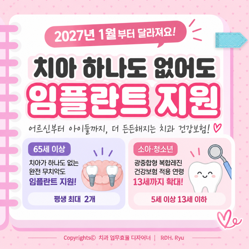 치아가 하나도 없어도 건강보험 임플란트 가능해진다｜2027년 치과 건강보험 변경