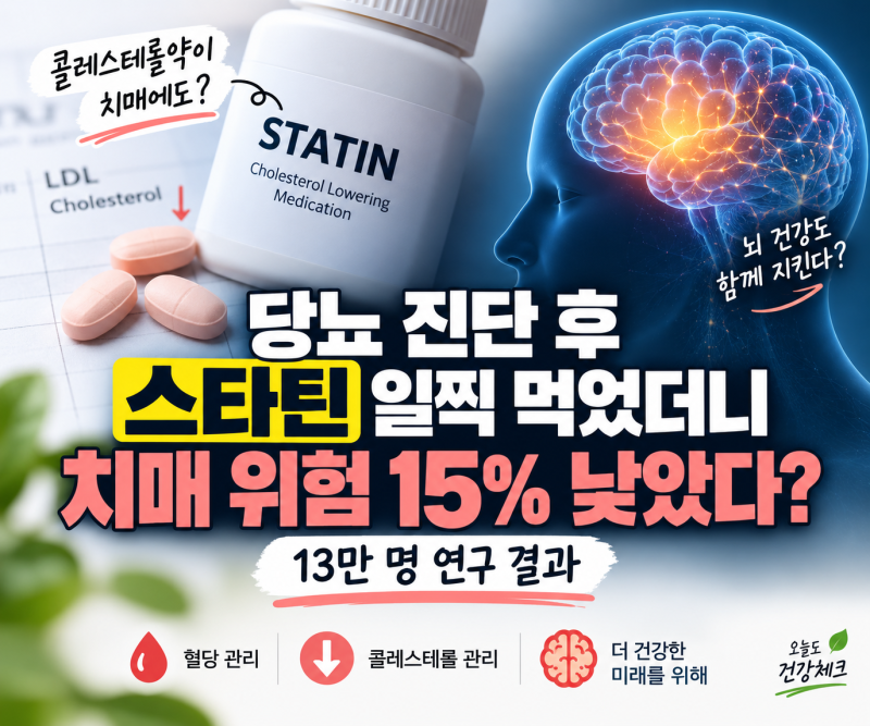 당뇨 진단 후 스타틴 일찍 먹었더니 치매 위험 15% 낮았다? 13만 명 연구 결과