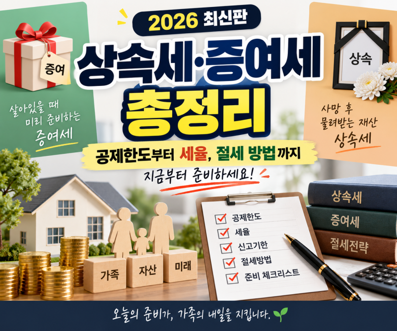 2026 상속세·증여세 총정리｜자녀 증여 공제한도부터 세율·절세 방법까지