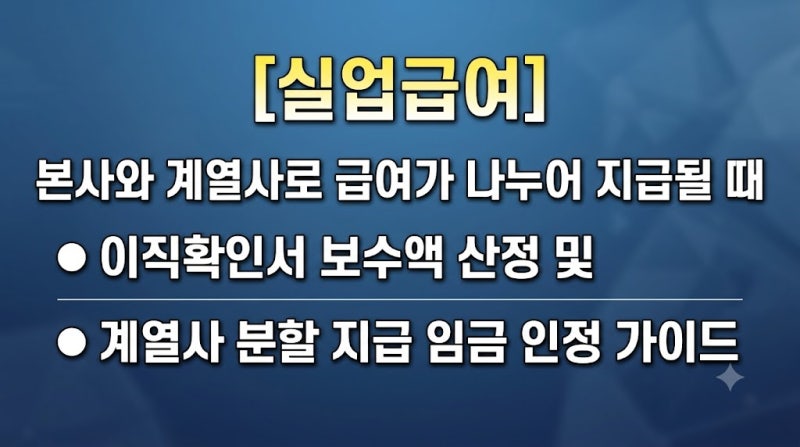 [실업급여] 본사와 계열사로 급여가 나누어 지급될 때 - 이직확인서 보수액 산정 및 계열사 ....