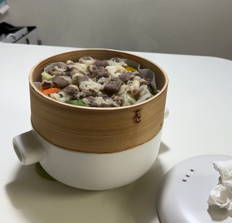 대나무찜기+세라믹냄비+다이소 실리콘 찜기 시트 후기 아프고 나서 시작한 야채찜 식단