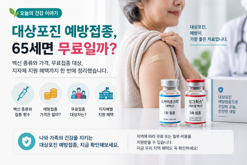 대상포진 예방접종, 65세면 무료일까? 백신 종류·가격부터 지자체 지원까지 꼭 확인하세요