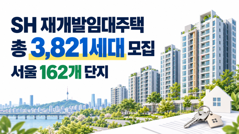서울 162개 단지에서 3821세대 모집, SH 재개발임대주택 신청 조건은