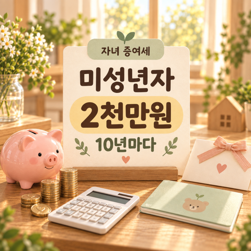 자녀 증여세 면제한도, 미성년자 2천만원 10년마다 활용하는 법
