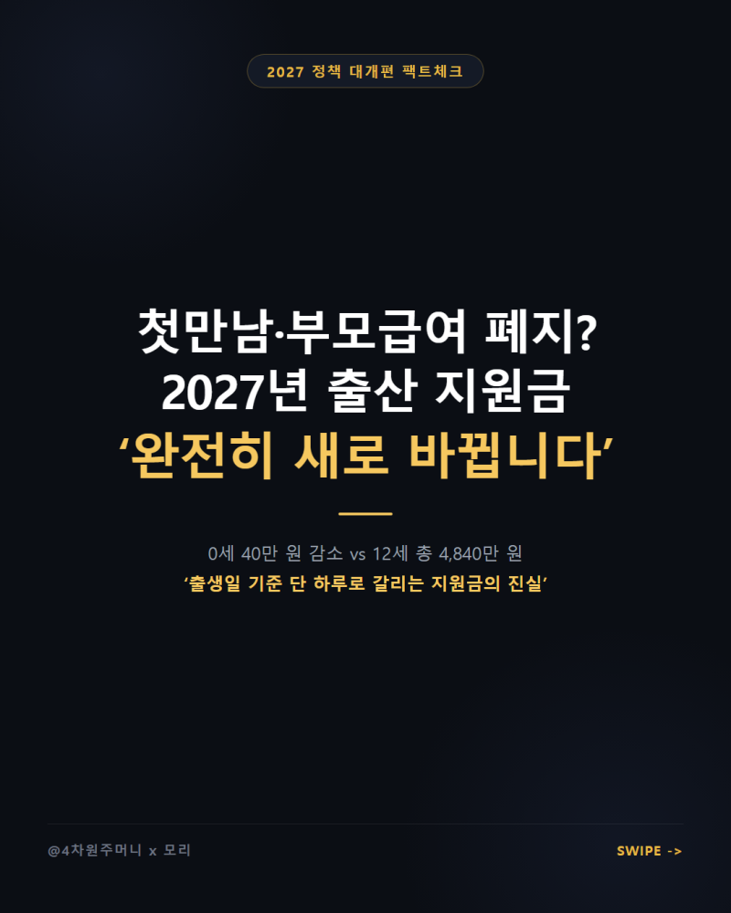 첫만남이용권·부모급여 폐지? 2027년 ‘아이맞이지원금 1,000만 원·아동기본수당’ 대개편 총....