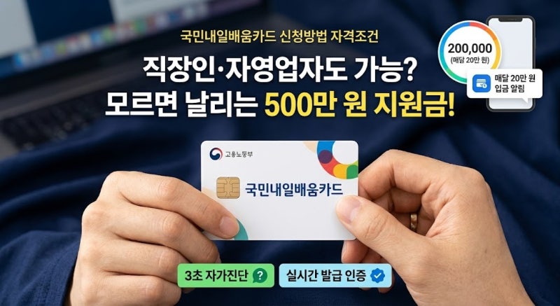 국민내일배움카드 신청방법 자격조건 총정리, 직장인도 500만 원 날리지 마세요 (실제 발급 ....