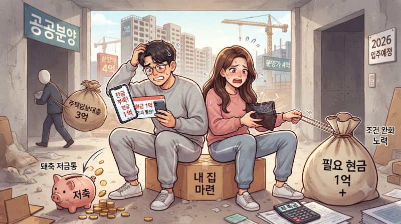 4억 공공분양 당첨 후 현금이 1억 넘게 필요한 경우와 줄어드는 조건 2026