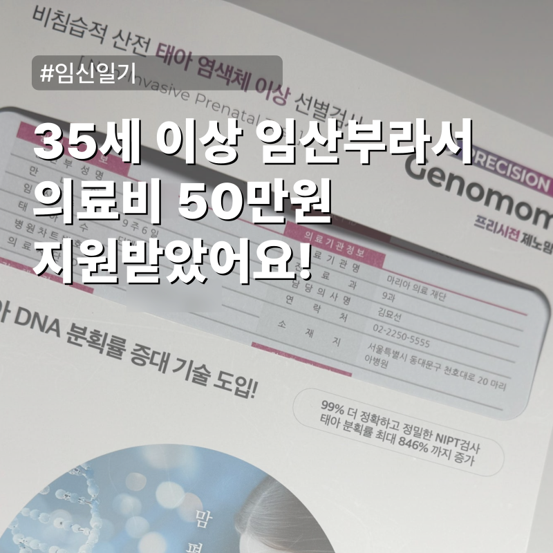 니프티 검사비 돌려받았어요, 35세 이상 임산부 50만원 지원