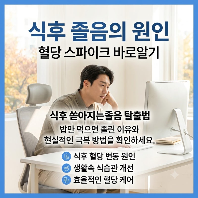 식후 졸음 심하다면? 혈당 스파이크 증상 자가 진단 + 실천법 5가지