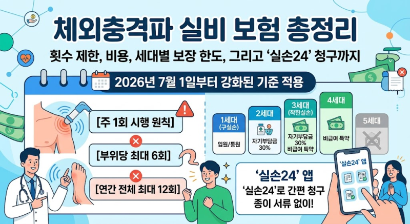 체외충격파 실비 보험 총정리: 횟수, 비용, 세대별 보장 한도