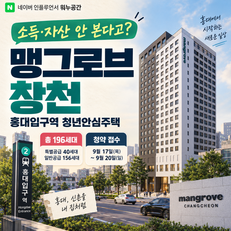 “소득·자산 안 본다고?” 홍대입구 맹그로브 창천 청년안심주택 조건 보니