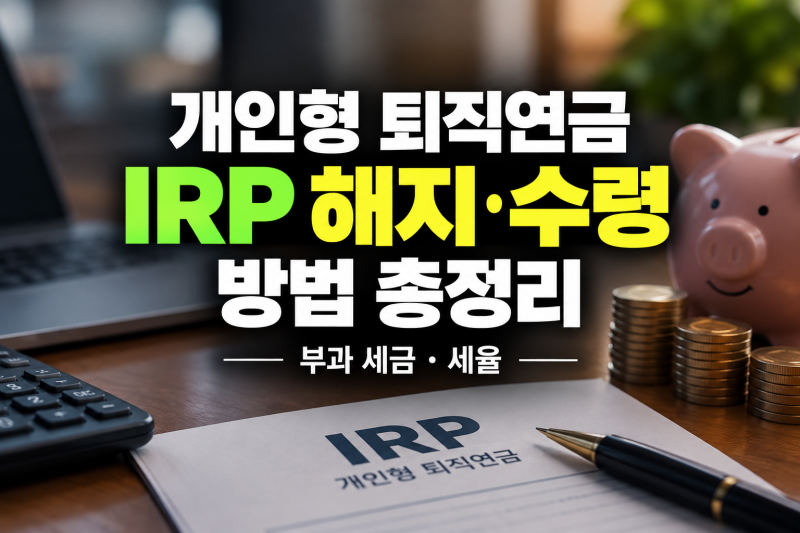 개인형 퇴직연금 IRP 해지 수령 방법 | 부과 세금 세율 총정리