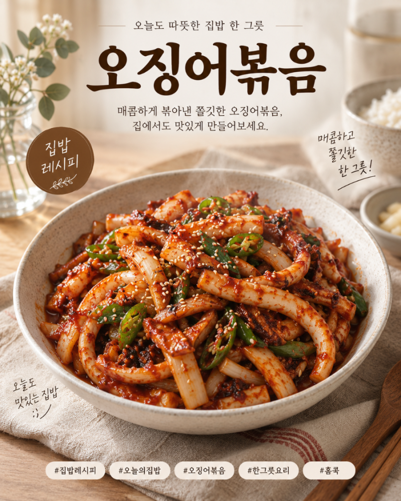 국물 없는 오징어볶음 레시피 고추장 없이 양념 착 붙게 만드는 법