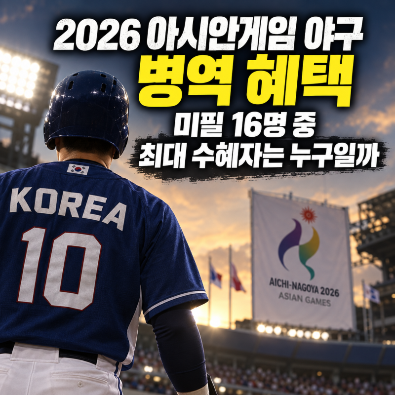 2026 아시안게임 야구 병역 혜택: 미필 16명 중 최대 수혜자는 누구일까?