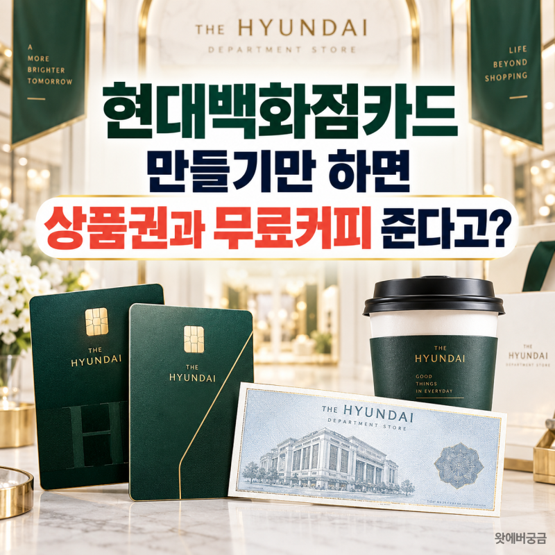 현대백화점카드 혜택 총정리｜연회비 0원, 더현대와 아울렛 무료커피 쿠폰에 가입 상품권까....