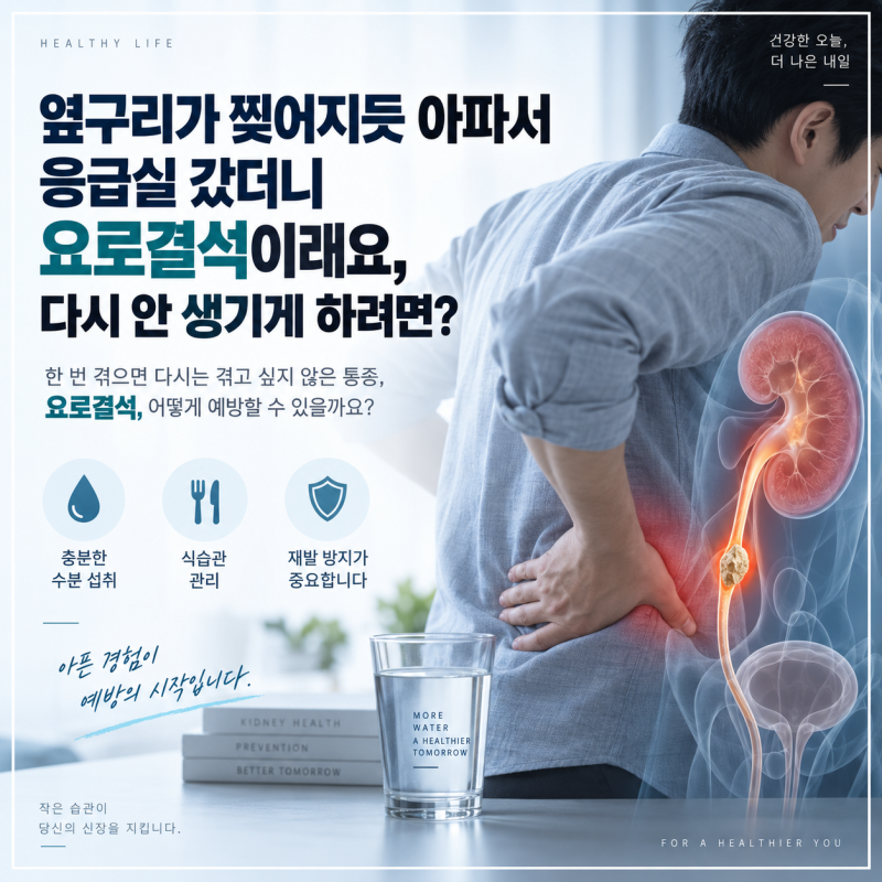 옆구리가 찢어지듯 아파서 응급실 갔더니요로결석이래요, 다시 안 생기게 하려면?