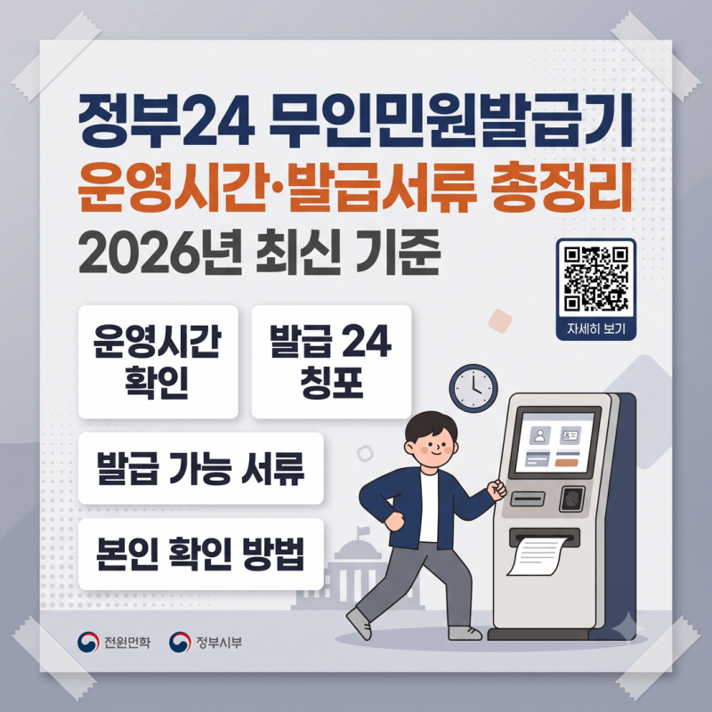 정부24 무인민원발급기 운영시간과 발급 가능 서류 총정리, 2026년 최신 기준
