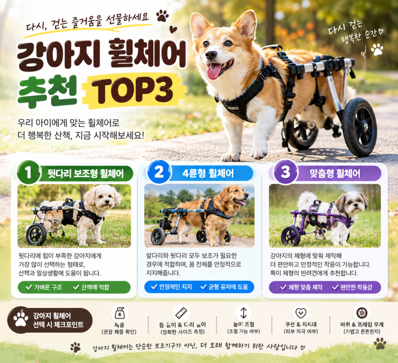 강아지 휠체어 추천 TOP3｜반려견에게 맞는 휠체어 고르는 방법
