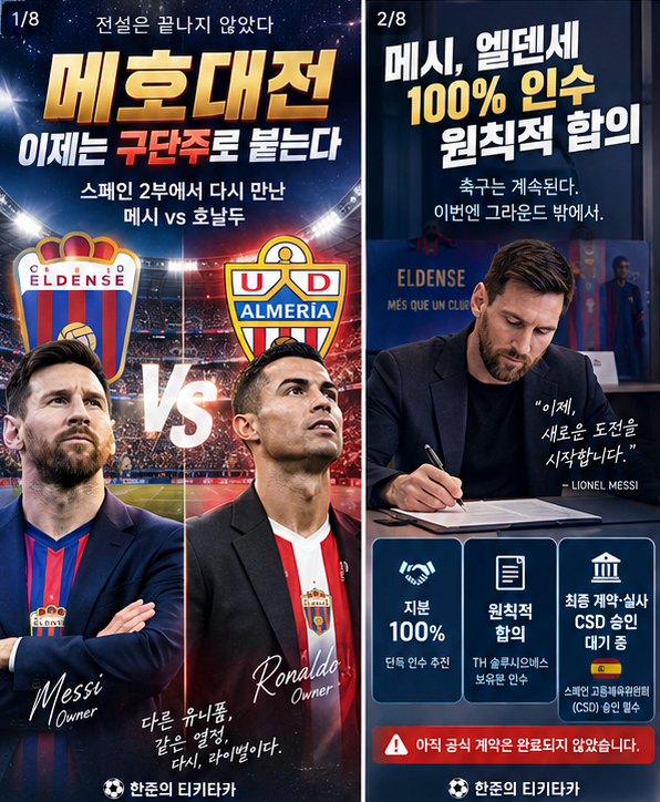 '구단주로 메호대전?!' 대표팀 은퇴 메시, 뜬금없이 스페인 클럽을 통째로 샀다