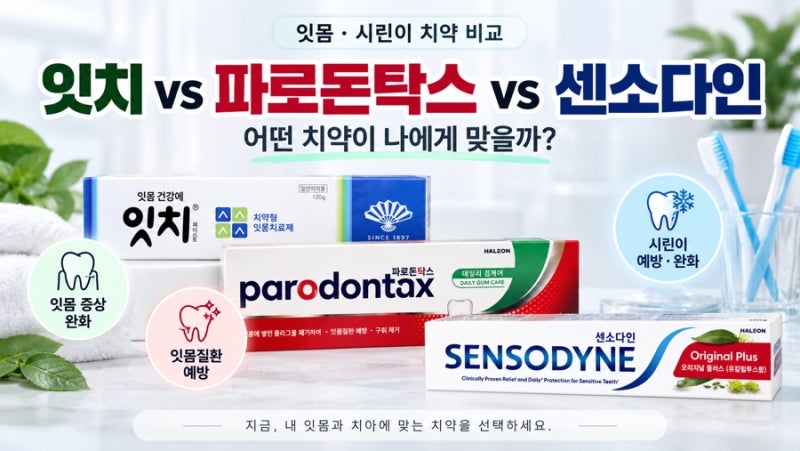 잇치 vs 파로돈탁스 vs 센소다인 치약 비교｜잇몸치약·시린이치약 성분 차이와 선택법