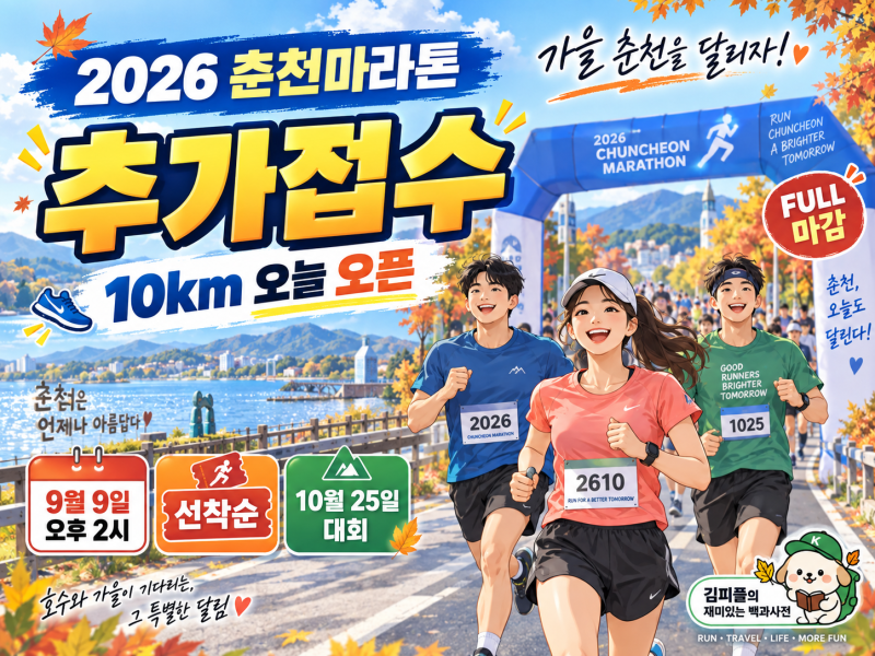 2026 춘천마라톤 추가접수 오늘 2시｜10km 선착순·결제일·참가비 총정리