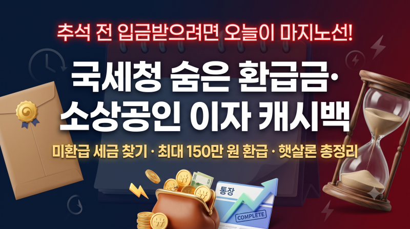 추석 전 입금받으려면 오늘이 마지노선 : 국세청 숨은 환급금·소상공인 이자 캐시백 긴급 신....
