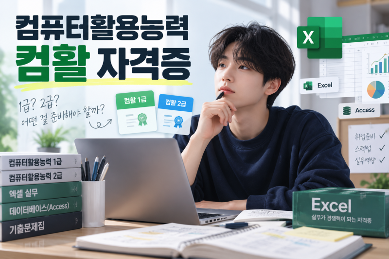 냉정역 컴활 학원 컴활 1급·2급 차이부터 취득 준비방법까지
