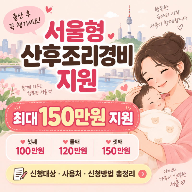 서울시 산후조리경비 100~150만원 지원대상 사용처 신청방법