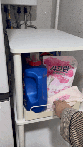 세탁실 정리, 발품팔아 만든 세탁기 옆 공간활용 슬라이딩 수납 선반 [내돈내산, 가격 정보]