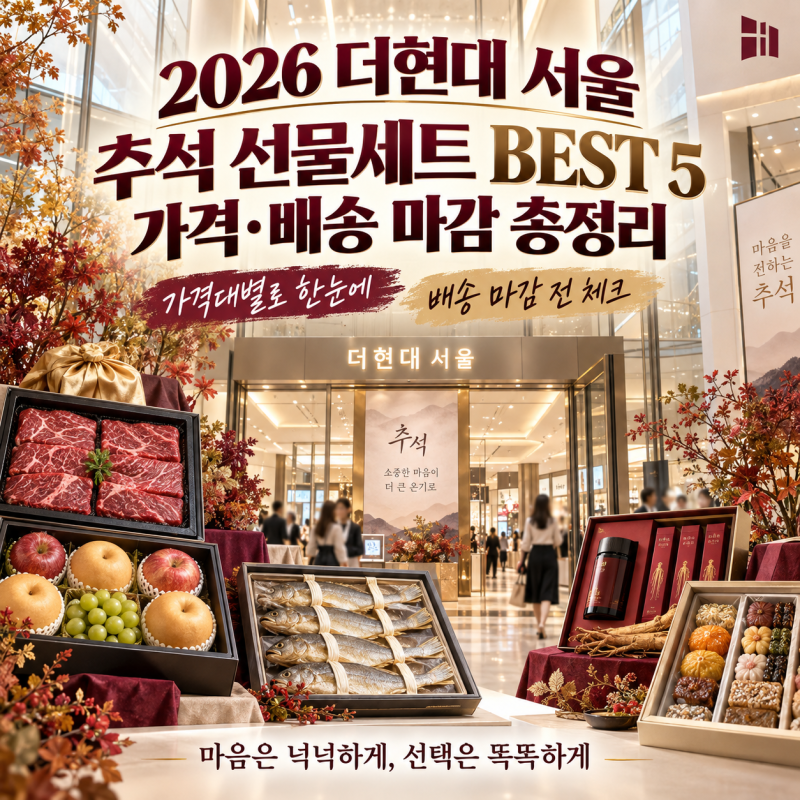 2026 현대백화점 더현대 서울 추석 선물세트 BEST 5, 가격·배송 마감 총정리